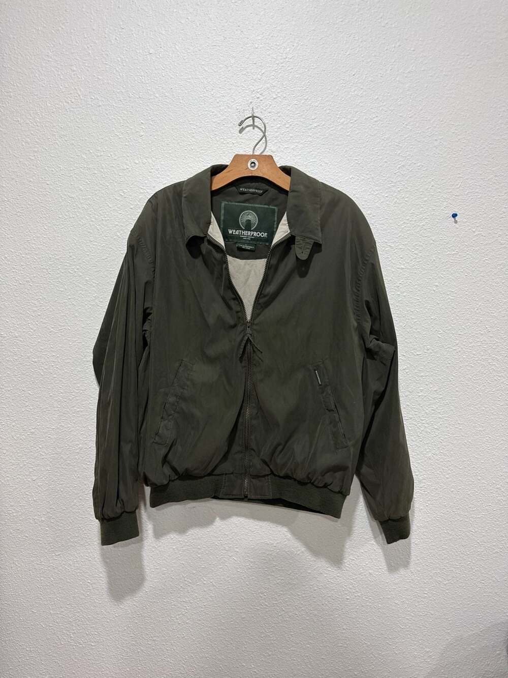 Weatherproof Men's Microfiber Golf Bomber Jacket Olive Green Size L